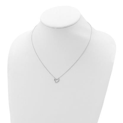 Sterling Silver Rhodium-plated CZ Open Heart 18 inch Necklace