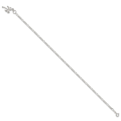 Sterling Silver 10inch Solid Polished Palm Tree Anklet