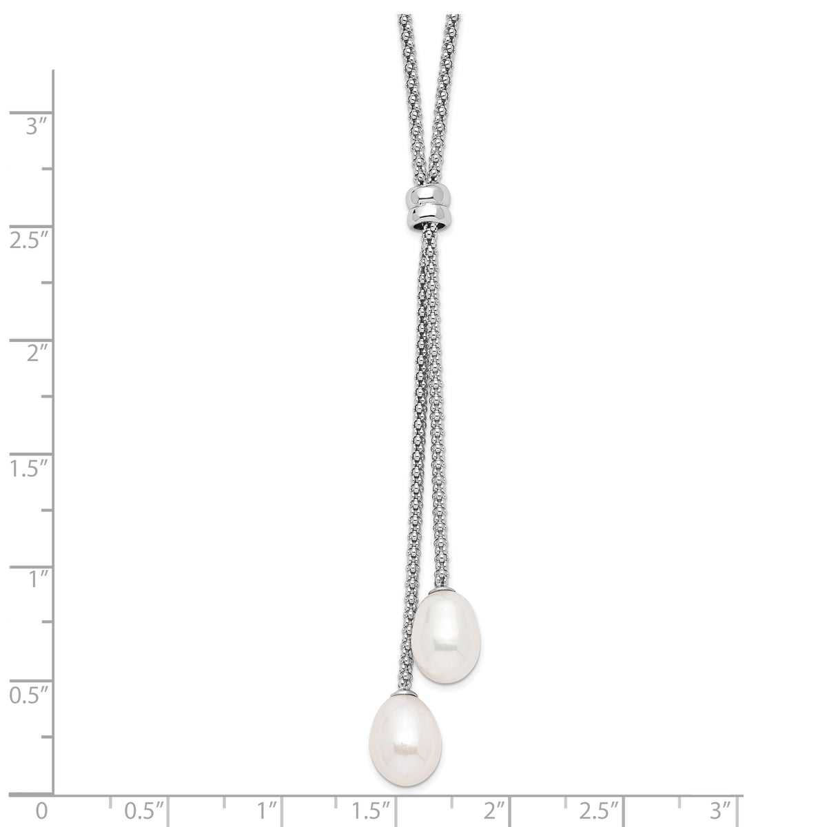 Sterling Silver Rhodium-plated 7-8mm Teardrop Freshwater Cultured Pearl 16 inch with 2 inch Extension Drop Necklace
