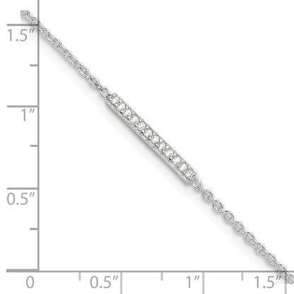 Sterling Silver CZ Bar 9 inch Plus 1 inch Extender  - Total 10 inch Anklet