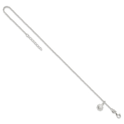 Sterling Silver Sun Charm 10 inch Plus 1 inch Extender - Total 11 inch Anklet