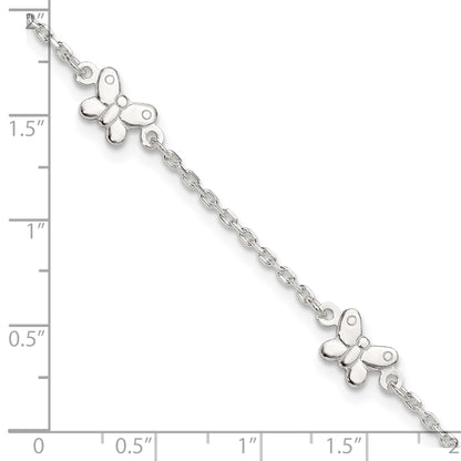 Sterling Silver Butterflies 9 inch Plus 1 inch Extender - Total 10 inch Anklet