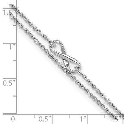 Sterling Silver Rhodium-plated 2-Strand Infinity 9 inch Plus 1 inch Extender - Total 10 inch Anklet