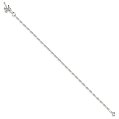 Sterling Silver 10inch Solid Polished Palm Tree Anklet
