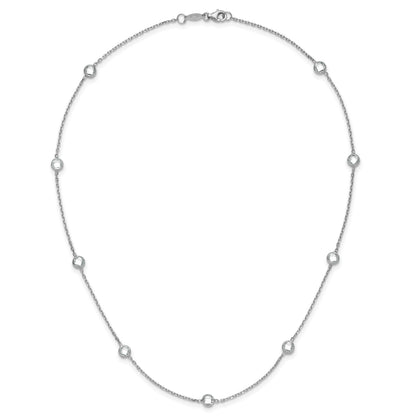Sterling Silver Rhodium-plated 9-Station CZ Polished Necklace