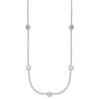Sterling Silver Rhodium-plated 11-Station CZ Polished Necklace