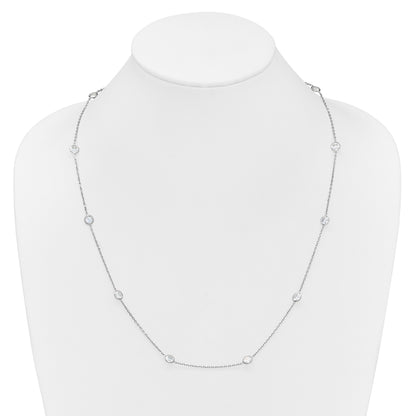 Sterling Silver Rhodium-plated 11-Station CZ Polished Necklace