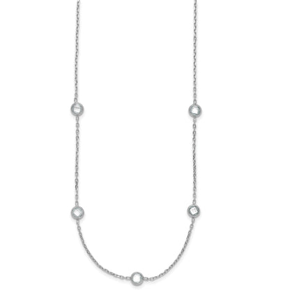 Sterling Silver Rhodium-plated 16-Station CZ Polished Necklace