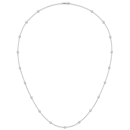 Sterling Silver Rhodium-plated 16-Station CZ Polished Necklace