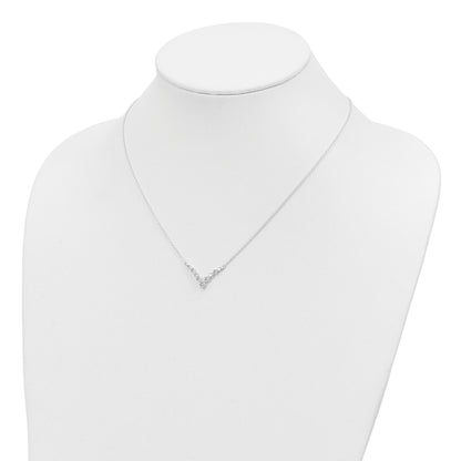 Sterling Silver Fancy-V Bar CZ  Necklace