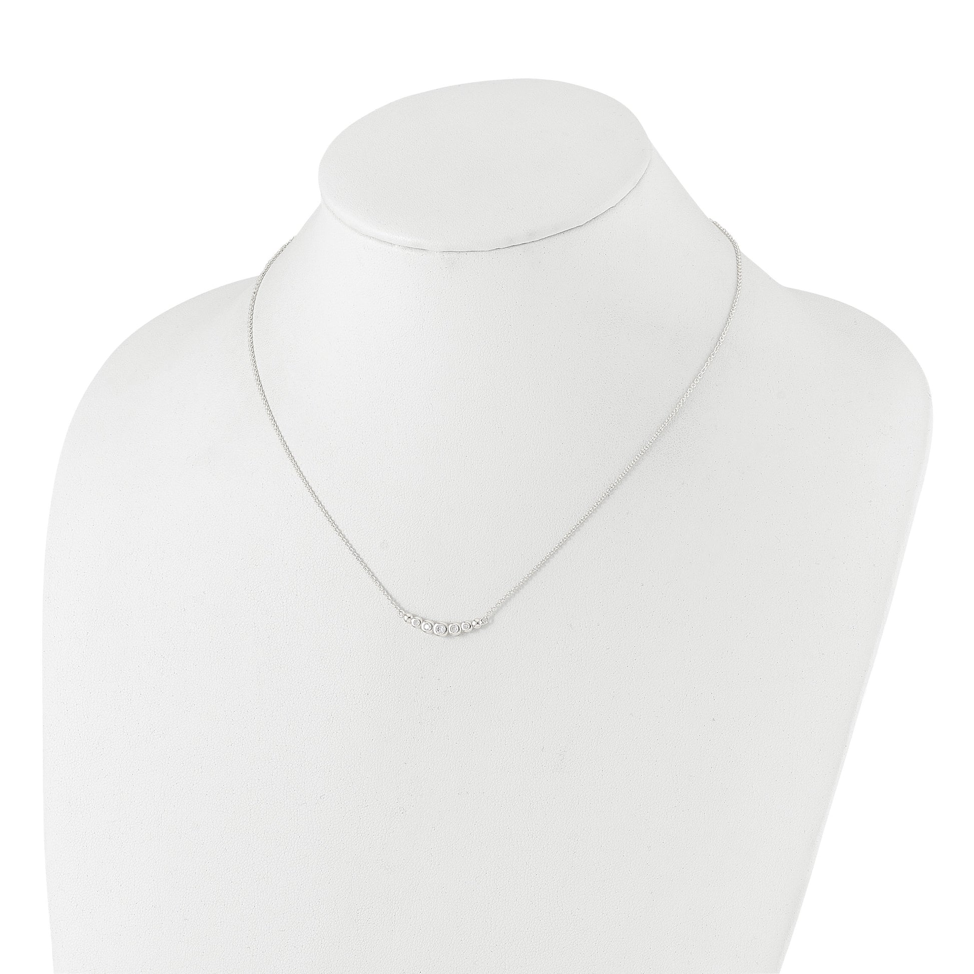 Sterling Silver Graduated CZ 18in Bar Necklace
