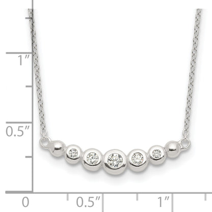 Sterling Silver Graduated CZ 18in Bar Necklace