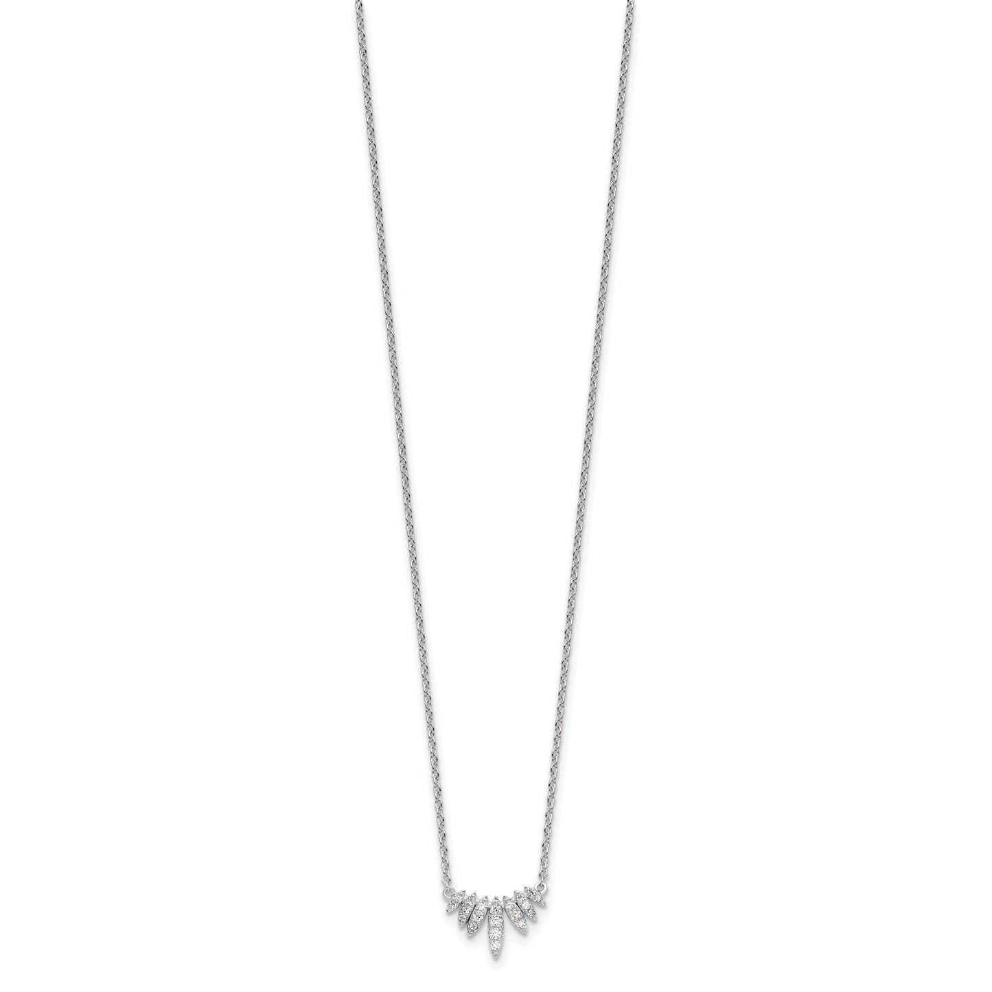Sterling Silver Rhodium-plated CZ 18in Necklace