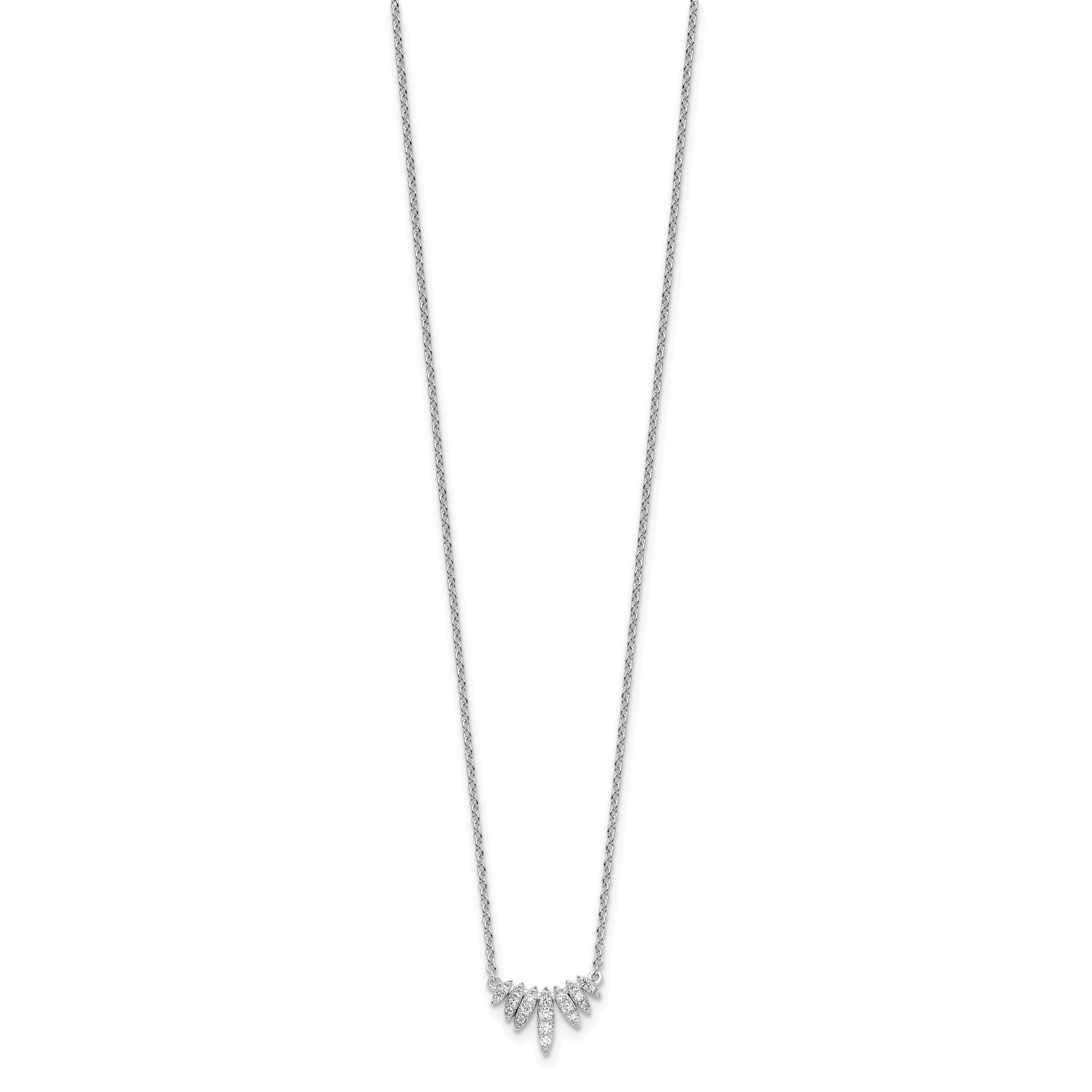 Sterling Silver Rhodium-plated CZ 18in Necklace