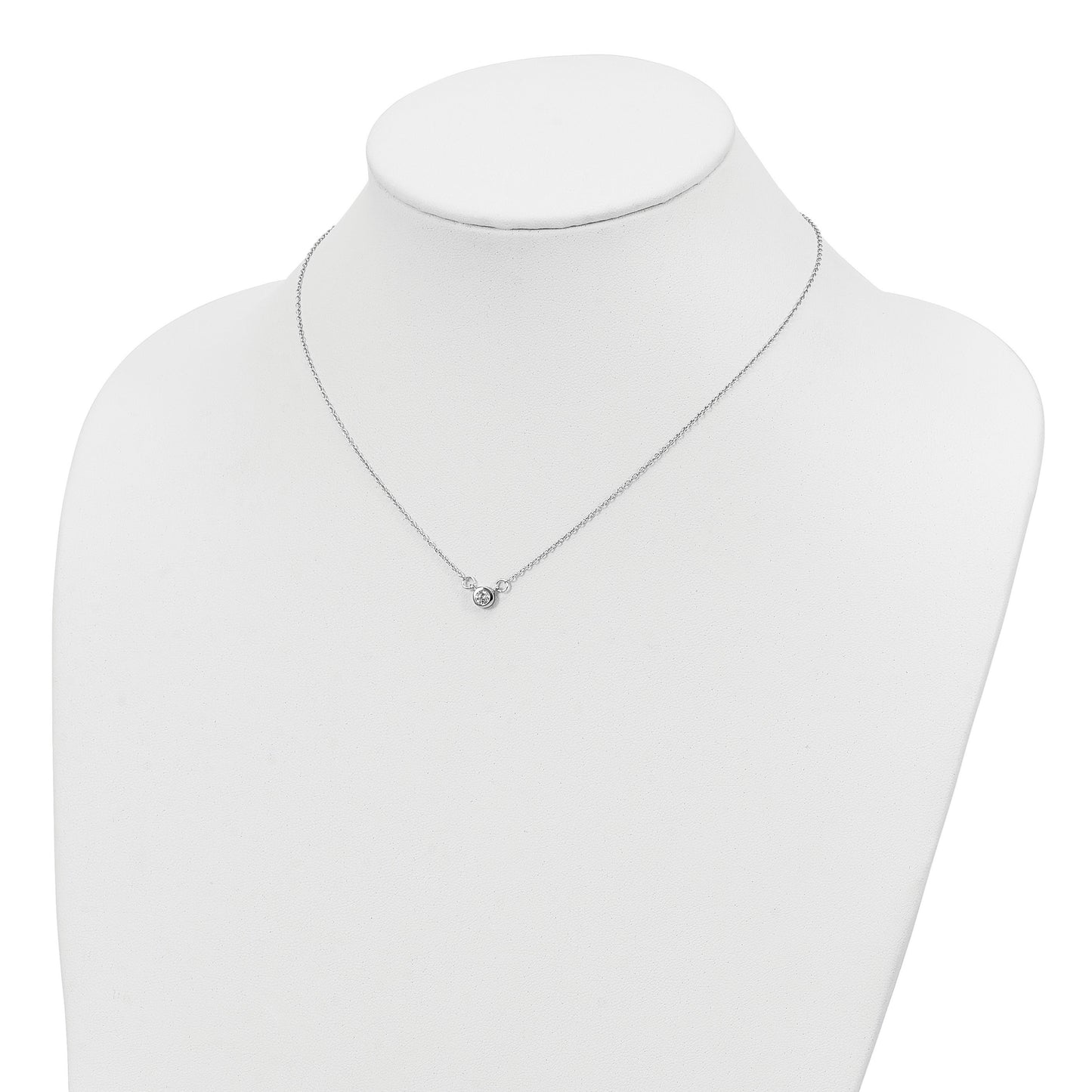 Sterling Silver Rhodium-plated 19in Bezel-set 5mm CZ Necklace