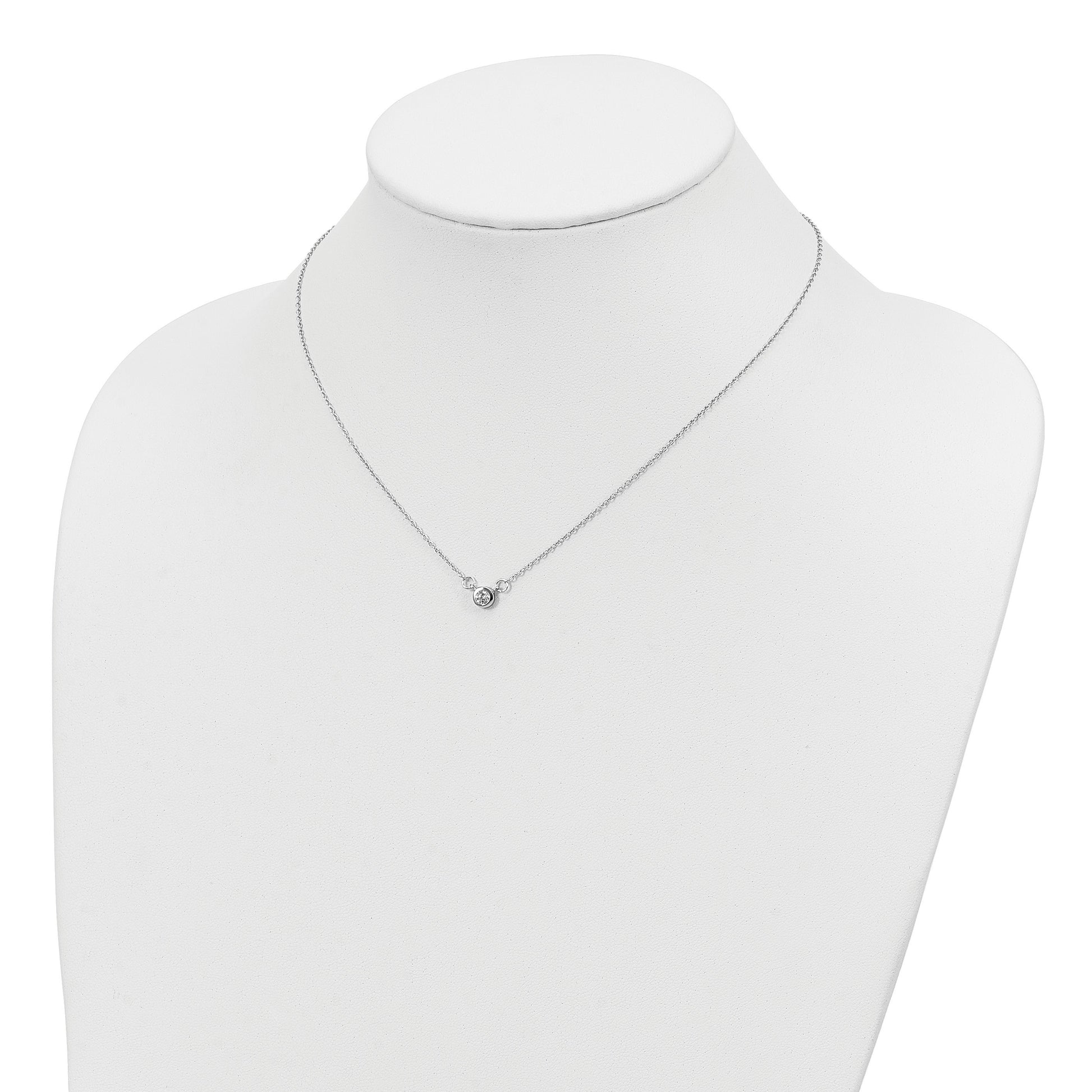 Sterling Silver Rhodium-plated 19in Bezel-set 5mm CZ Necklace