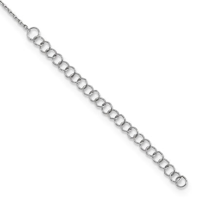 Sterling Silver Rhod-plated CZ Moon and Star w/2in ext. Necklace