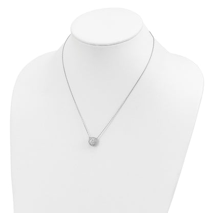 Sterling Silver Rhodium-plated CZ w/2in ext. Fancy Necklace