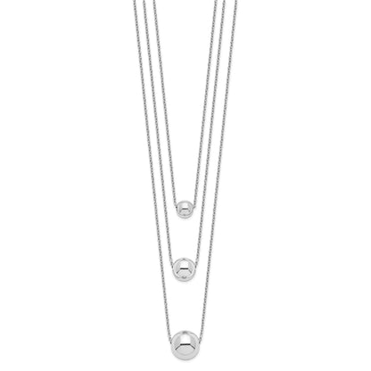 Sterling Silver Rhodium-plated 3-Strand w/2in ext. Polished Necklace
