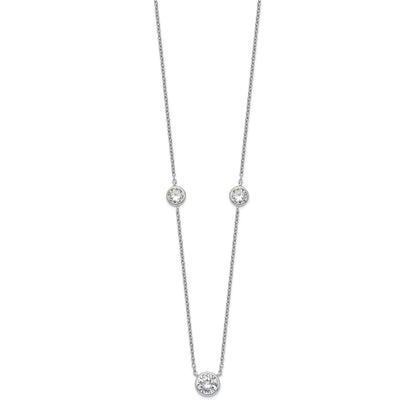 Sterling Silver Rhodium-plated 3 Station CZ Necklace