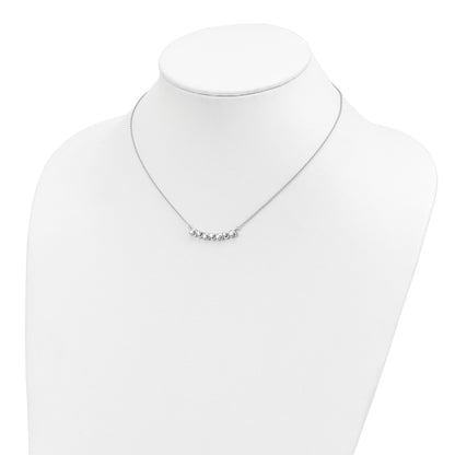Sterling Silver Rhodium-plated w/2in ext Heart Bar Necklace