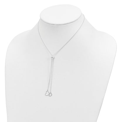 Sterling Silver Polished 2-Heart Adjusts up to 19.5 inch Necklace