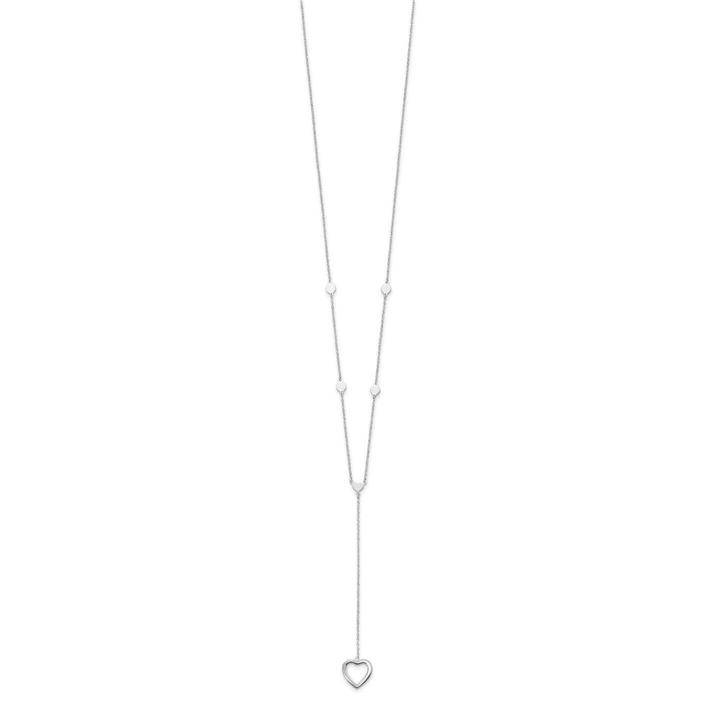 Sterling Silver Rhodium-plated Hearts w/2in ext. Y-Necklace