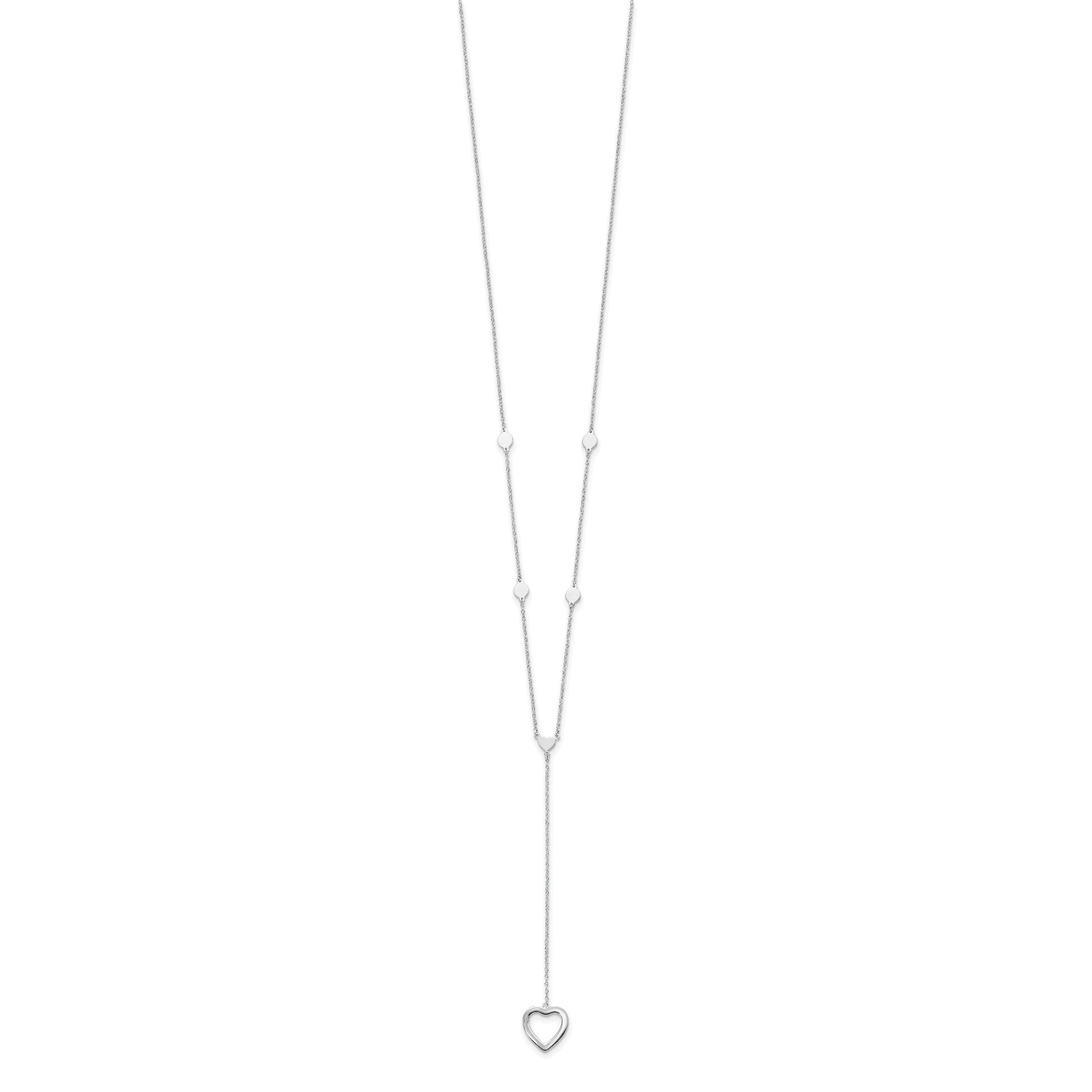Sterling Silver Rhodium-plated Hearts w/2in ext. Y-Necklace