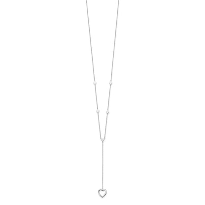 Sterling Silver Rhodium-plated Hearts w/2in ext. Y-Necklace