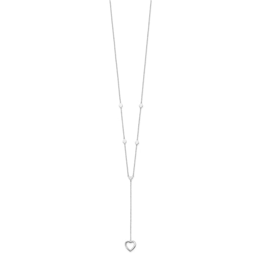 Sterling Silver Rhodium-plated Hearts w/2in ext. Y-Necklace