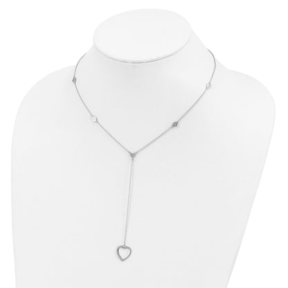 Sterling Silver Rhodium-plated Hearts w/2in ext. Y-Necklace