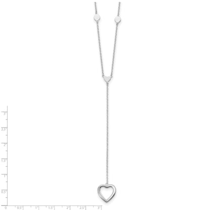 Sterling Silver Rhodium-plated Hearts w/2in ext. Y-Necklace