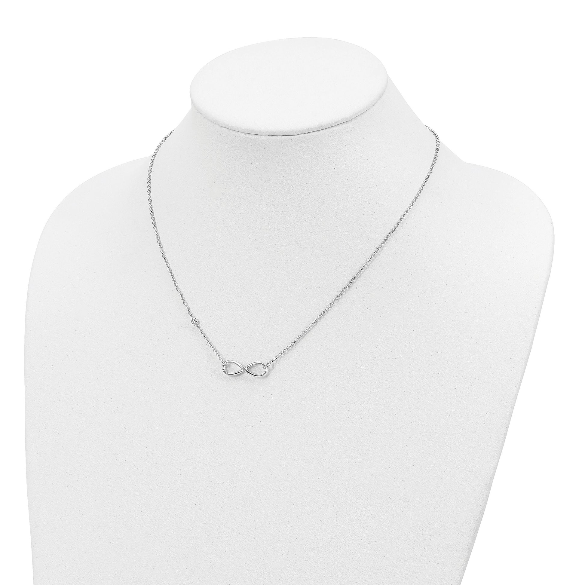 Sterling Silver Rhodium-plated CZ Infinity Knot Necklace