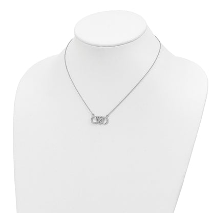 Sterling Silver Rhodium-plated w/CZ Heart w/Infinity Symbol Necklace
