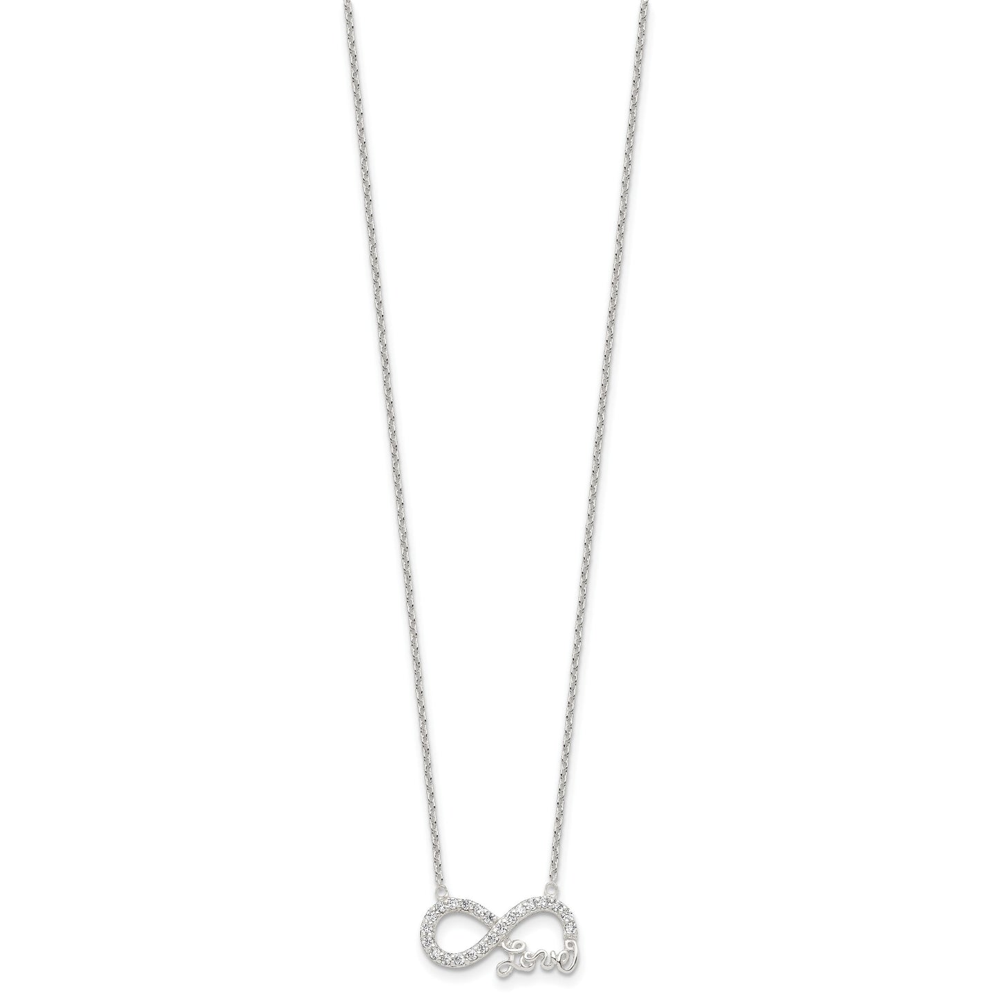Sterling Silver Rhodium-plated CZ Infinity LOVE Necklace