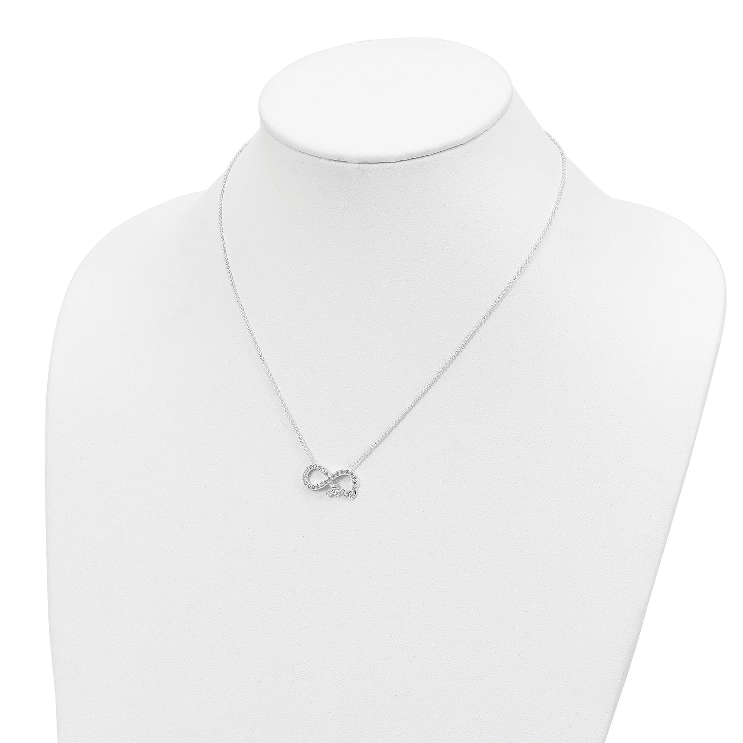 Sterling Silver Rhodium-plated CZ Infinity LOVE Necklace