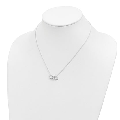 Sterling Silver Rhodium-plated CZ Infinity LOVE Necklace