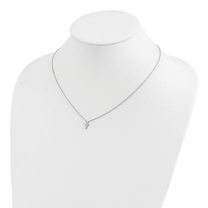 Sterling Silver Rhodium-plated w/2in ext. Polished Cross Necklace