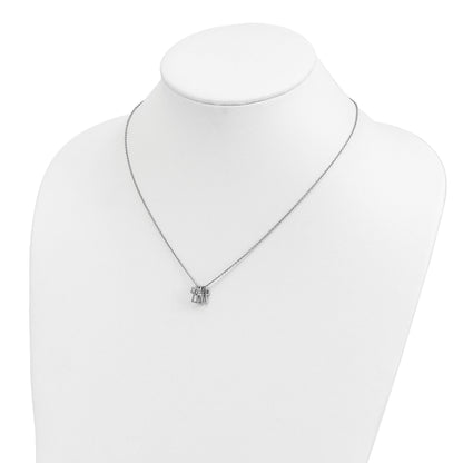 Sterling Silver Rhodium-plated 18in 3-Cross Necklace