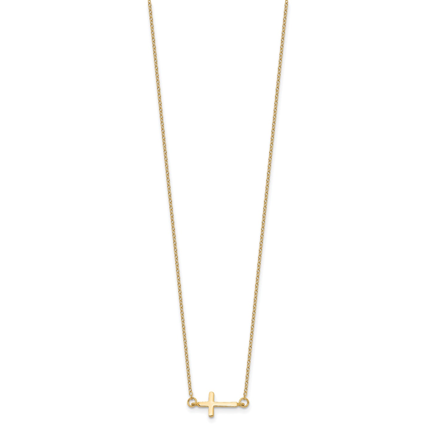 Affordable Expressions Sterling Silver Gold-tone Sideways Cross 16 Inch  with 2 Inch extension Necklace