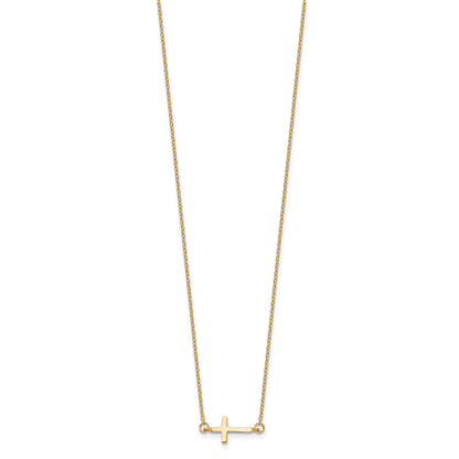 Affordable Expressions Sterling Silver Gold-tone Sideways Cross 16 Inch  with 2 Inch extension Necklace