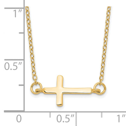 Affordable Expressions Sterling Silver Gold-tone Sideways Cross 16 Inch  with 2 Inch extension Necklace