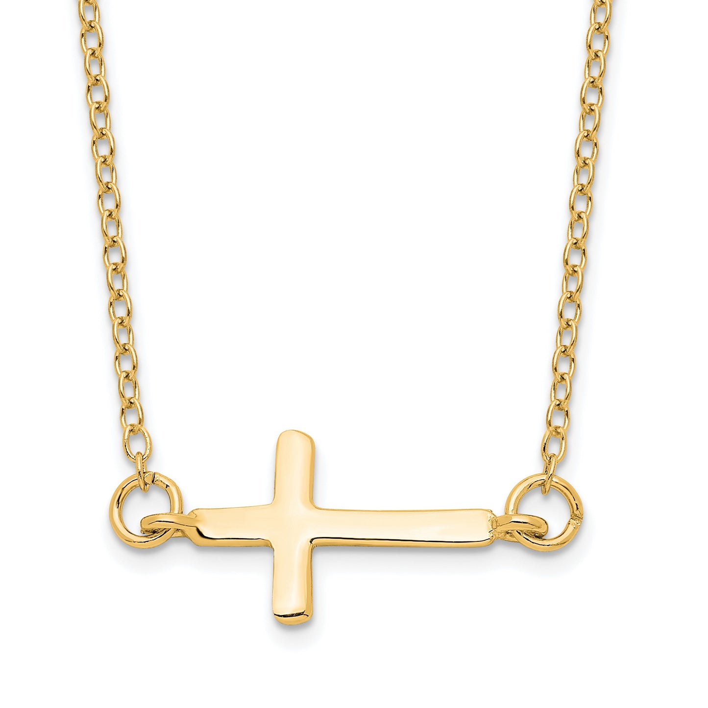 Affordable Expressions Sterling Silver Gold-tone Sideways Cross 16 Inch  with 2 Inch extension Necklace