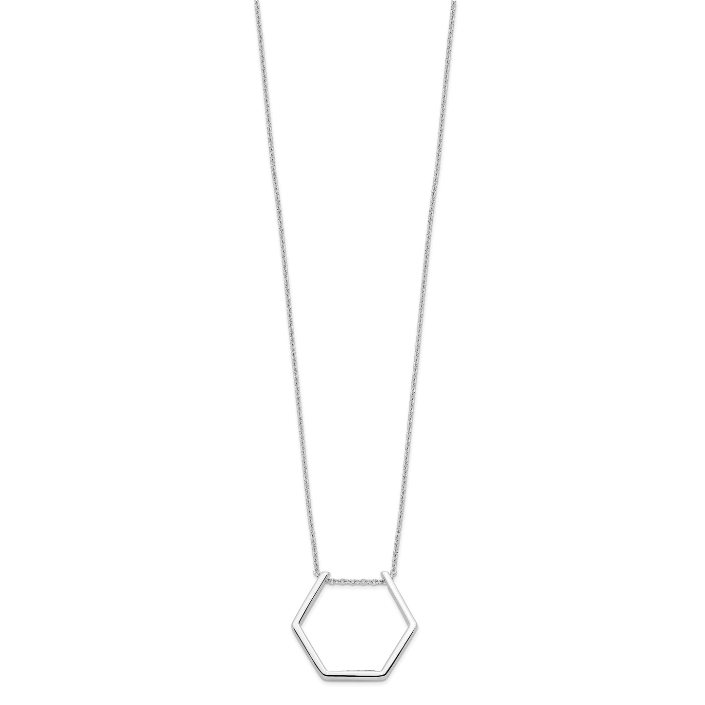 Sterling Silver Rhodium-plated Hexagon Necklace
