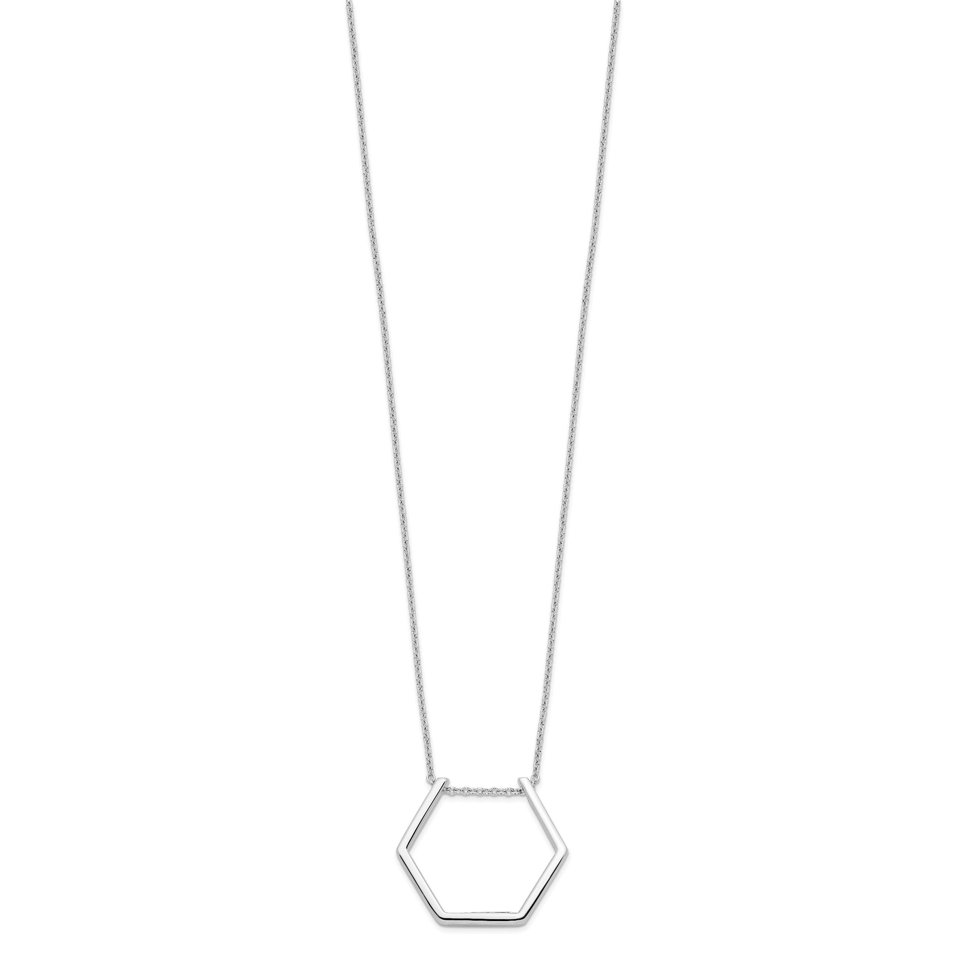 Sterling Silver Rhodium-plated Hexagon Necklace