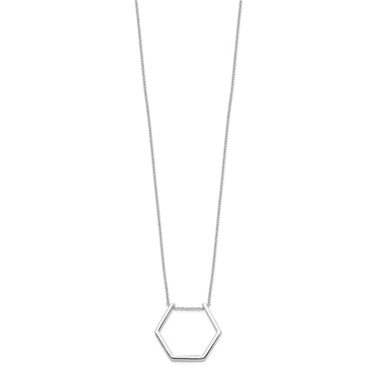Sterling Silver Rhodium-plated Hexagon Necklace