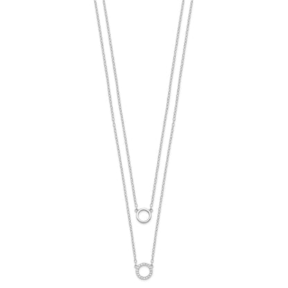 Sterling Silver Rhodium-plated CZ Circles 15in W/2in ext Necklace