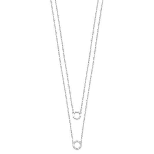 Sterling Silver Rhodium-plated CZ Circles 15in W/2in ext Necklace