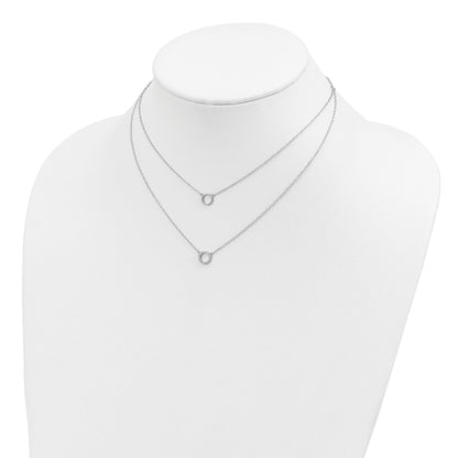 Sterling Silver Rhodium-plated CZ Circles 15in W/2in ext Necklace