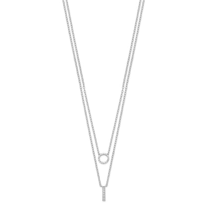 Sterling Silver Rhodium-plated CZ  2-Strand Necklace